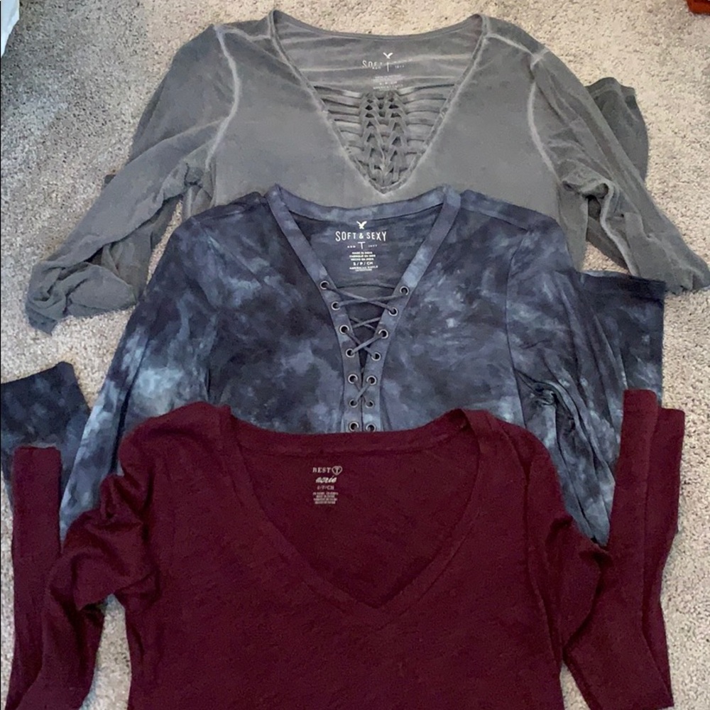 American Eagle long sleeve V-necks